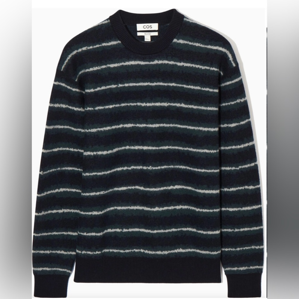 NEW COS STRIPED BOILED-WOOL SWEATER